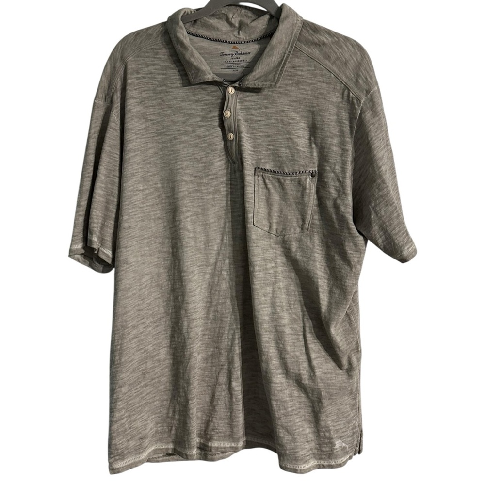 Tommy Bahama Heather Gray Polo Shirt 100% Cotton